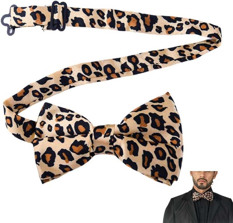 Sdopbinbin Checkered Bow Tie for Men Leopard Bowtie for Mens Dogs Cats Bowtie Cosplay Halloween Bow Ties for Men Women - Image 1